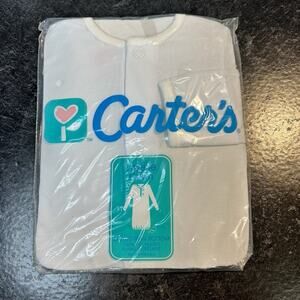 Vintage NOS Carter's Infant Easy Snap White‎ Unisex Layette Gown With Drawstring